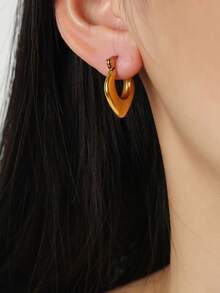 MiDuoDuo 1 pereche cercei stud din aur de 18K personalizați în formă de C, din oțel inoxidabil, cu linie răsucită, design de nișă, model geometric, pentru femei, purtare zilnică versatilă