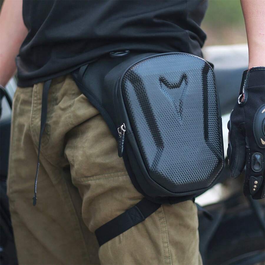 AD 1pc Black Tactical Knight Motorcycle Leg Bag Riding Bag Motorcycle Messenger Bag Men Waist Pack Delivery Crossbody Bag Waterproof - Black - View 1