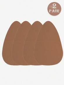 2 Pairs/4 Pcs Plus Size Disposable Invisible Lifting Adhesive Water Drop Shaped Nipple Covers, Fabric Surface Strapless Bra, Beige Brown Coffee Black, Suitable For B-E Cup Large Breasts - Multicolor - View 22
