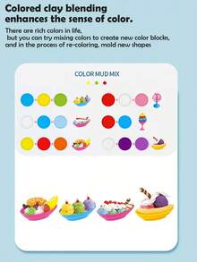 彩色黏土系列玩具，儿童益智创意玩具，趣味冰淇淋机，小火车，海豚，面条机，角色扮演DIY黏土模具，超轻造型黏土，逼真厨房面条机，冰淇淋机，儿童组合玩具，橡皮泥面条机 - 彩色 - 查看 10