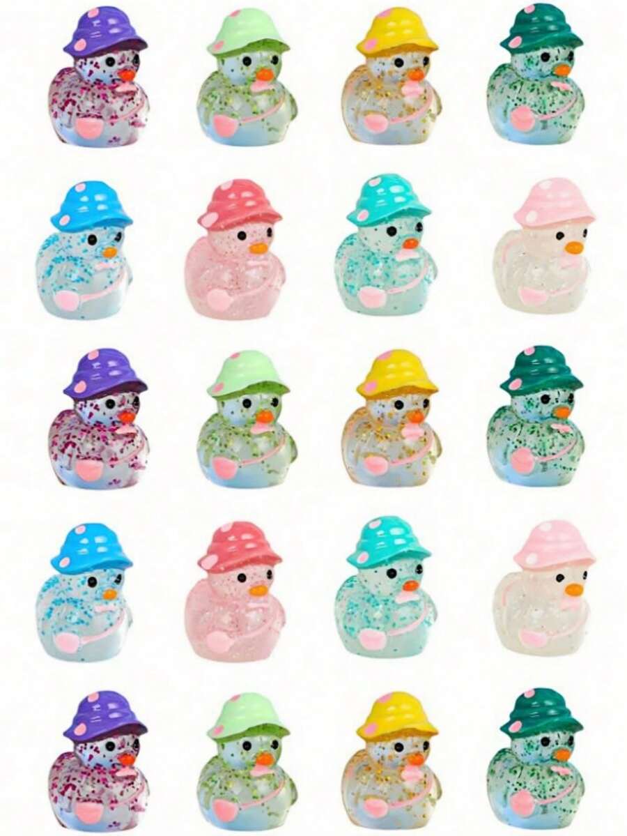 混合夜光树脂装饰件、绿色迷你景观装饰、迷你鸭子夜灯挂饰、全新夜灯微型动物树脂工艺品、可爱夜光闪光迷你鸭子、戴帽子的迷你鸭子、荧光仙女花园装饰、可爱动物微景观、适用于迷你花园和水族馆的 DIY 配件、微景观鱼缸挂饰、户外花园挂饰生日毕业最佳礼物 - 彩色 - 查看 1