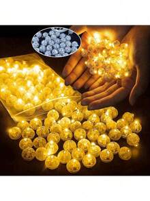 50pcs Mini LED Lights, Yellow Balloon Lights, Battery Powered Fairy Lights, Long Lasting Mini Light Bulbs, Round Flashing LED Lights For Paper Lanterns, Balloons, Party, Wedding, Bedroom, Garden, Christmas, Valentine's Day, Floral, DIY - Multicolor - View 2