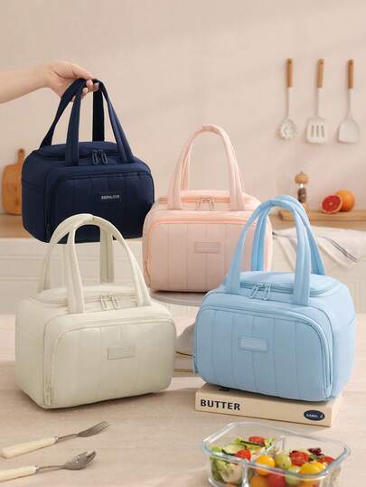 1 pieza Bolsa de almuerzo aislada de color dopamina, adecuada para estudiantes y trabajadores de oficina, 6L de gran capacidad, linda y suave, adecuada para picnics, bolsa de almuerzo reutilizable de gran capacidad con diseño portátil impermeable, ideal para la escuela y la oficina - Mantenga su comida fresca y deliciosa, bolsa bento, esenciales para volver a la escuela Bolsa de mano, bolsa de almuerzo aislada portátil para almacenamiento para exteriores, bolsas de verano para alimentos al aire libre, bolsa de picnic de cocina