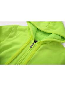 Men's Autumn And Winter Tops, Men's Fleece Jackets, Simple And Pure Color, Thickened Fleece, Warm In Winter, Windproof When Going Out - 螢光黃 - 查看 7