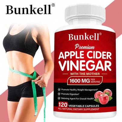 Vinagre de sidra de manzana (1600 mg por ración) - Dieta cetogénica, refuerzo inmunitario - 120 cápsulas