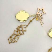 新款不锈钢金色口红网袋挂饰，时尚口红袋吊坠，钥匙扣配饰，女孩礼物，精致口红装饰吊坠，蝴蝶结钥匙扣，闪亮派对礼物（青少年适用） - 彩色 - 查看 4