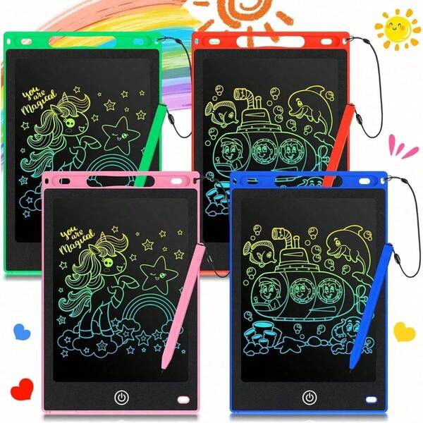 5 piezas tablero de escritura para niños 10,5 "tablero de graffiti para niños juguetes regalo LCD tablero de escritura electrónica borrable y reutilizable pantalla de color pad (azul, rojo, verde, rosa)