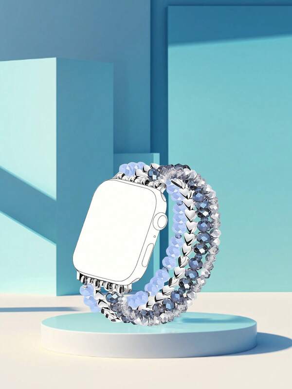 Bohemian Style Compatible With Apple Watch Band 40mm/38mm/41mm Series 9/8/7/SE Series 6/5/4 Series, Fashionable Handmade Crystal Beads Elastic Band Compatible With Apple Watch Band 3/2/1 Series, Women's Band Replacement, Perfect Gift Choice For Holidays