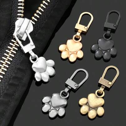 5/10/20pcs Dog Paw Metal Zipper Pulls, DIY Replacement Keychain Suitable For Luggage, Wallets, Jackets, Backpacks, Etc.