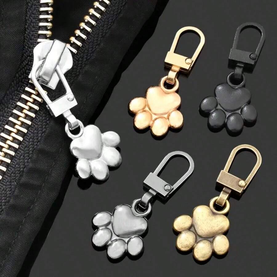 5/10/20pcs Dog Paw Metal Zipper Pulls, DIY Replacement Keychain Suitable For Luggage, Wallets, Jackets, Backpacks, Etc. - Multicolor - View 1