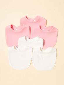6 piezas Baberos para bebé de color liso y estilo sencillo para uso diario - Multicolor - Ver 6