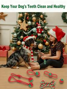 Christmas Dog Toys, Durable Rope Toys 7-Piece Set, Teething Cleaners For Puppies, Small, Medium, And Large Dogs.Durable Dog Chew Toys Are Made Of High Quality Cotton Rope, Tightly Woven Twine Makes Them Hard Wearing And Bite Resistant. - Multicolor - View 3