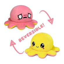 TeeTurtle - The Original Reversible Octopus Plushie - Yellow Happy + Pink Worried - Cute Sensory Fidget Stuffed Animals That Show Your Mood - MàuV - Xem 3