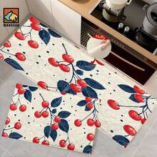 1 pezzo Zerbino antiscivolo con motivo a ciliegie, zerbino in super fibra antiscivolo, adatto per decorazioni di feste e festival, cucina, bagno, sala da pranzo, camera da letto, può essere regalato