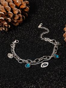 优雅的恶魔之眼钛钢手链，防过敏，不褪色，18K镀金，多功能复古珠宝，送给朋友的珍贵礼物 - 多款式 - 查看 3