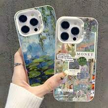 C-Claude Monet Garden Art Phone Case Cover Compatible With  17, 16, 15, 14, 13, 12, 11, Pro, XS, Max, Plus, Mini, SE White Candy Matte Shockproof Cover, Cover Compatible With  17 Case,  17 Pro Case,  17 Pro Max Case - Z1 - 查看 3