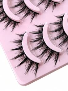 5 Pairs Manga Lashes Full Strip New Natural Wispy Soft False Eyelashes Daily Dating Makeup DIY Eyelashes Lash Clusters,Eye Lash Clusters,Individual Eyelashes,Lashes,Fake Lashes - Spiky Manga Lashes - View 4