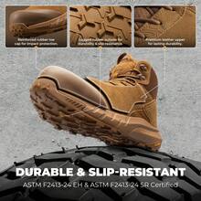 Botas con puntera compuesta para hombres - Botas de trabajo impermeables, ligeras y antideslizantes que cumplen con los estándares ASTM F2412-24 y ASTM F2913-24 para almacén y construcción, con tecnología VaporGuard-Nano - Bronce - Ver 7
