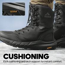 Men's Military Tactical Boot Lightweight Comfortable Boots For Work All Day Side Zipper Motorcycle Combat Hiking Boots Metrostrike(8-9 Inches) - 黑色 - 查看 3
