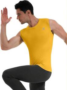 GYHSRunhit Sleeveless Compression Shirt Men Top Athletic Muscle Shirts Men - Turmeric - 查看 6