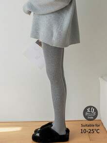 女士加厚保暖连裤袜，竖条纹设计，高弹羊毛混纺面料，修身显瘦，秋冬季休闲、办公、居家穿着保暖舒适