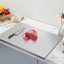 1 pieza de tabla de cortar de acero inoxidable resistente, con 3 tamaños a elegir, adecuada para hornear, amasar masa, procesar carne y cortar verduras, superficie fácil de limpiar, puede proteger la encimera, tabla de cortar de cocina - zk441*40cm*60cm - Ver 3