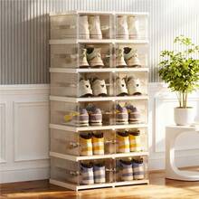 Transparent Shoes Box 3/6 Layers Shoe Display Case Thickened Foldable Sneaker Shoe Organizers Stackable Dustproof High-Top Cabinet Shoe Rack Shelf - 無色 - 查看 3