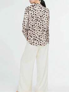 Camisa elegante de manga comprida com estampa de leopardo, nova, elegante e moderna - Multicolorido - Ver 3