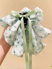 1 Pc Large Hair Claw Clip For Women Fabric Black White Flower Print Claw Clips Elegant Hair Clips Winter Hair Accessories Fashion Hair Cluth