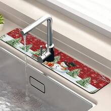 1pc, New Year's Christmas Diatom Mud Faucet Absorbent Pad, Bathroom Faucet Splash Pad, Moisture-Proof Anti-Slip Faucet Pad, Kitchen Counter Accessories. - Multicolor - View 17