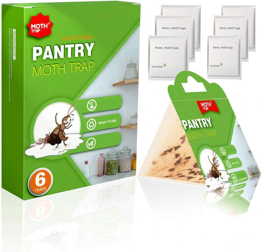 Pantry Moth Traps With Pheromone Attractant, 6 Pack Adhesive Traps