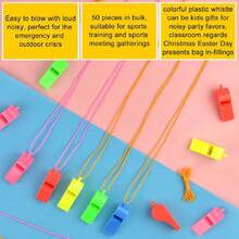 50 Pieces Plastic Whistles With Lanyard Loud Crisp Sound Whistles Bulk For Referee Sports Trainning Outdoor Camping Whistles Christmas Birthday Party Goody Bag Fillers,25535619 - Apricot - View 2