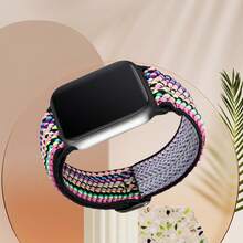 Nylon Twill Elastic Watch Bands Strap Compatible With Apple Watch Series 11/SE 3/Ultra 3/ 49mm 46mm 45mm 44mm 42mm /42mm 41mm 40mm 38mm, Watch Series 10 9 Ultra SE 8 7 6 5 4 3 2 1 For Women Men - Multicolor - View 4