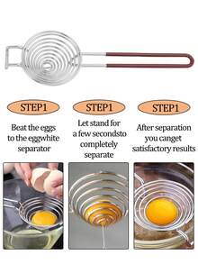 Stainless Steel Egg Yolk Separator, Long Handle Egg Yolk & Egg White Separator Cooking/Baking Kitchen Tool