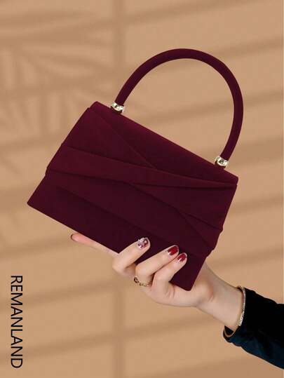 REMANLAND Luxury, Glamorous, Elegant, Exquisite 1pc Elegant & Fashionable Bow-Knot Velvet Evening Clutch Bag, Party & Wedding Handbag For Women For Girls, Women, College Students, Rookies & White-Collar Workers For Party, Prom, Wedding Dinner Bag,Evening Bag For Party Girl,Woman,For Female Perfect For Party,Wedding,Prom,Dinner,Banquet,For Best Gift For Women, Perfectly Matching With Prom Dresses For Women, Prom Accessories,Sequin Dress Women,Sparkly Dress,Elegant Dresses For Women, Prom Bag For Party