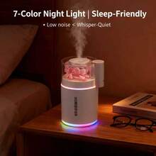 2025 Humidifier For Bedroom BW2, Cool Mist Auto Shut-Off Car Diffuser, 500ml Portable Mini Humidifier With LED Colorful Gradient Light, USB Powered, 2 Mist Modes, For Office, Baby Room, Plants (White) - trắng - Xem 4