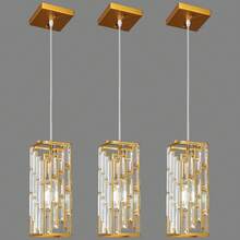 YQYYFC Gold Pendant Lighting Modern Pendant Light, Mini Crystal Chandeliers,Adjustable Pendant Light Fixture For Kitchen Island Dinning Room Bedroom (3 Pack) - 金色 - 查看 11