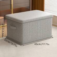 1pc Herringbone Pattern Large Capacity Storage Box, Minimalist Non-Woven Fabric Cube, Multi-Size Storage Bin, Clothes & Pants Organizer Box, Wardrobe Organizer, Bedroom Clothing Storage, Quilt Storage Box, Suitable For Home/Wardrobe Organization - Grey - View 4