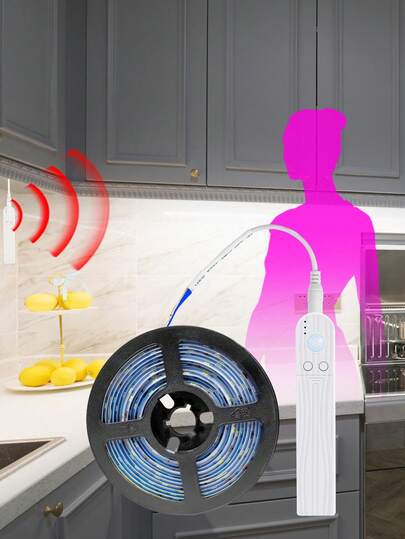 Bandă luminoasă LED PIR pentru sub dulap, senzor de mișcare, 3 moduri, detectare a luminii, pornire/oprire automată, bandă flexibilă, lampă pentru interior, IP65, impermeabilă, living, TV, iluminare de fundal, perete reglabil, lămpi pentru dulap de bucătărie, DC5V, alimentată cu baterii, masă, dulap, birou, scară, dormitor, vestiar, hol, noptieră, , atmosferă nocturnă, iluminat decorativ SMD 2835 0,5 m/1 m/2 m/3 m, alb cald/rece moale 1,64 ft/3,28 ft/6,56 ft/9,84 ft