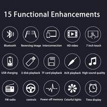 Reproductor multimedia para coche de 7 pulgadas con CarPlay, control central, radio universal, doble DIN, 2 DIN, Bluetooth, MP5 - Negro - Ver 2