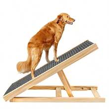 Adjustable Heights Dog Pet Ramp Foldable Stairs Non-Slip Ramp For Bed Sofa Car - 木材顏色 - 查看 4