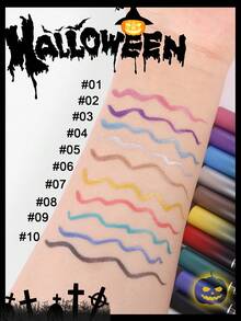 HANDAIYAN Waterproof, Smudge-Proof, Quick-Drying Metallic Colored Eyeliner Pencil, Long-Lasting Pearlescent Finish, Suitable For Halloween, Costume Parties, Christmas, Autumn/Winter Makeup - 01# - 查看 2