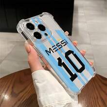 Messi Mobile Phone Case, Designed With Football Jersey And Star Elements, Suitable For IPhone 14, 13, 12 And 11 Pro Models, Made Of TPU Material, And Provides Shockproof Protection. - 無色 - 查看 3