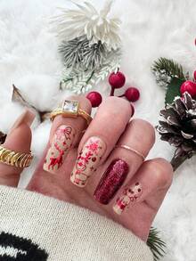 5 Peças de Adesivos de Arte de Unhas de Papai Noel Vermelho em Estilo de Desenho Animado - Design de Arte DIY para Inverno, Natal, Ano Novo, Flocos de Neve Vermelhos Fofos, Renas, Papai Noel, Pinguins, Corações, Fitas, Acessórios de Natal, Adequado para Uso Diário, Casamento e Feriados de Mulheres, Adesivos de Unhas Descartáveis, Estilo de Tema de Desenho Animado e Fofo, Fácil de Colar, Decoração de Salão de Beleza
