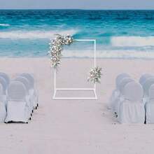 Quadratischer Hochzeitsbogen 3,28 x 2,46 ft quadratischer Metall-Hintergrundständer Weißer Hochzeitsbogen Hochzeitsdekorationsständer Bogenstütze für Hochzeiten, Geburtstage, Partys, Gärten - Weiss - Übersicht 6