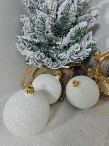 3pcs/Box 10cm Glass Glitter Christmas Tree Balls - White - View 2