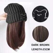 帽子假发一体女熊针织帽锁骨发秋冬韩版保暖百搭假发帽 - 彩色 - 查看 15