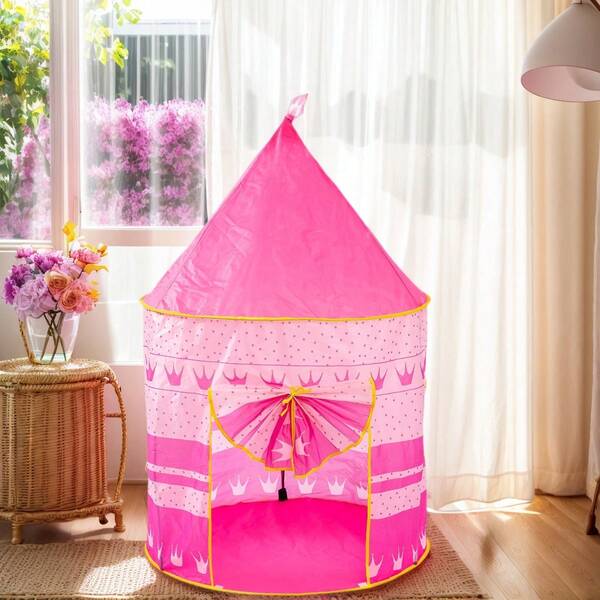 Barraca de Brincar de Princesa Engraçada de Conto de Fadas para Crianças, Casa de Brinquedo Grande Tipo Castelo para Meninos e Meninas, Cabana de Brincar Portátil, Iurta de Brinquedo Pop-Up, Brinquedo de Lazer ao Ar Livre para Crianças, Excelente Presente de Férias, Presente de Natal e Halloween, Excluindo Acessórios