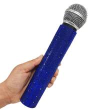 1pc Simulation Rhinestone Microphone Props, Home Bar Brilliant Mic Props Decorative Ornaments Party Favor, Speaking Practice Props