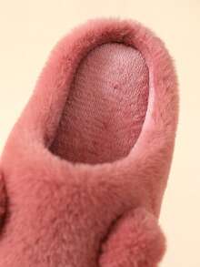 时尚儿童室内卡通熊猫女童保暖家居拖鞋 - 紅色 - 查看 6